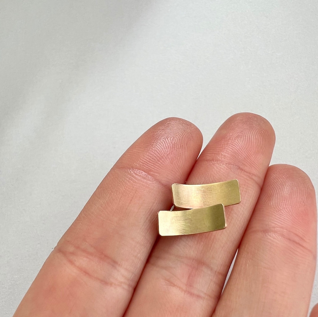 Gold Bar Stud Earrings, Simple Bar Earrings, Gold Filled, Handmade - Etsy
