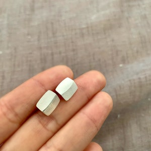 Simple Square Stud Earrings, Sterling Sliver, Handmade