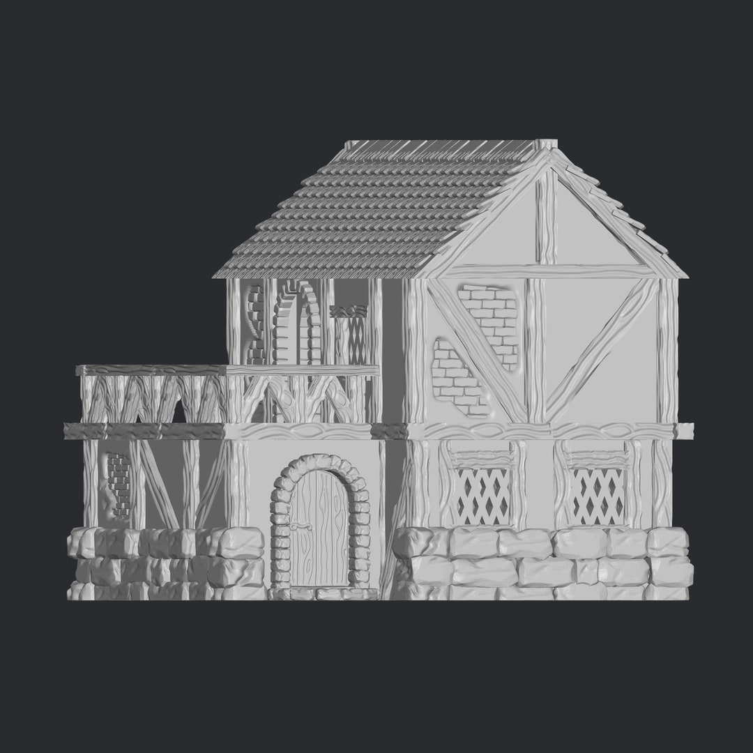 Medieval Fantasy House Stl File 3d Printing, 3d Print File Miniature ...