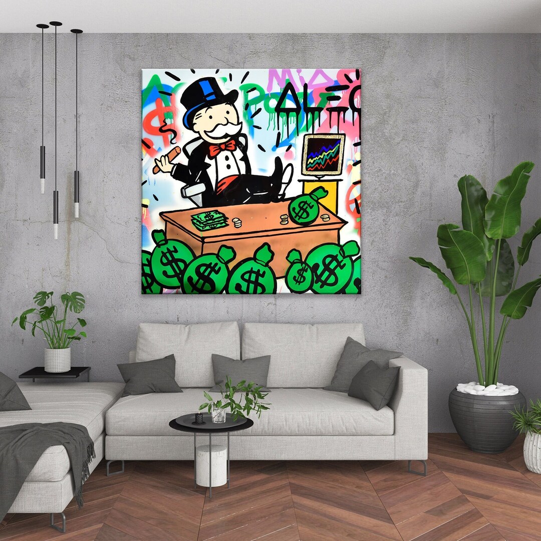 Banksy Graffiti Mr. Monopoly Man Canvas Art Print, Luxury Painting ...