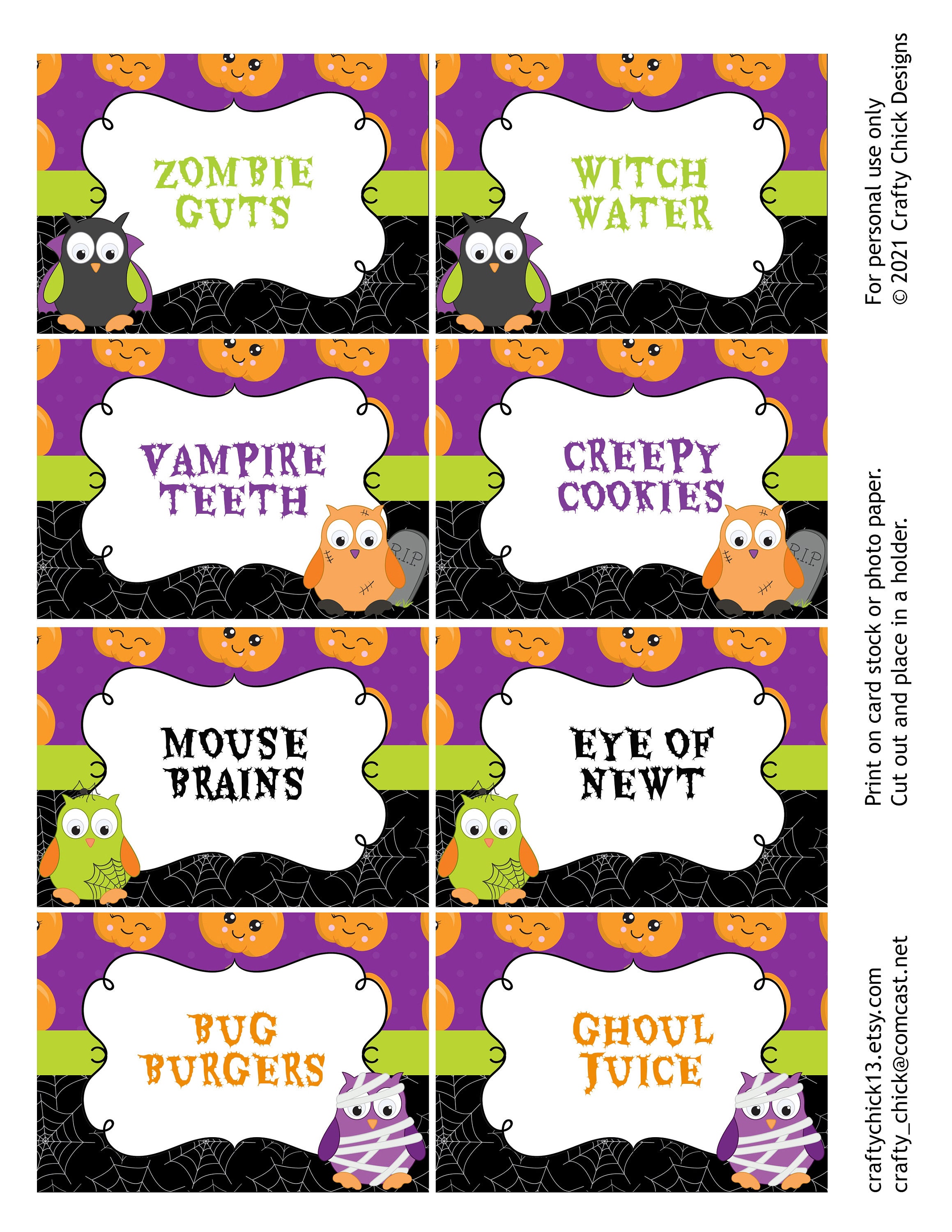 Halloween Party Buffet Cards Halloween Food Cards Editable - Etsy
