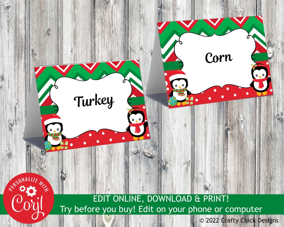 Christmas Party Buffet Cards Christmas Food Cards Christmas - Etsy