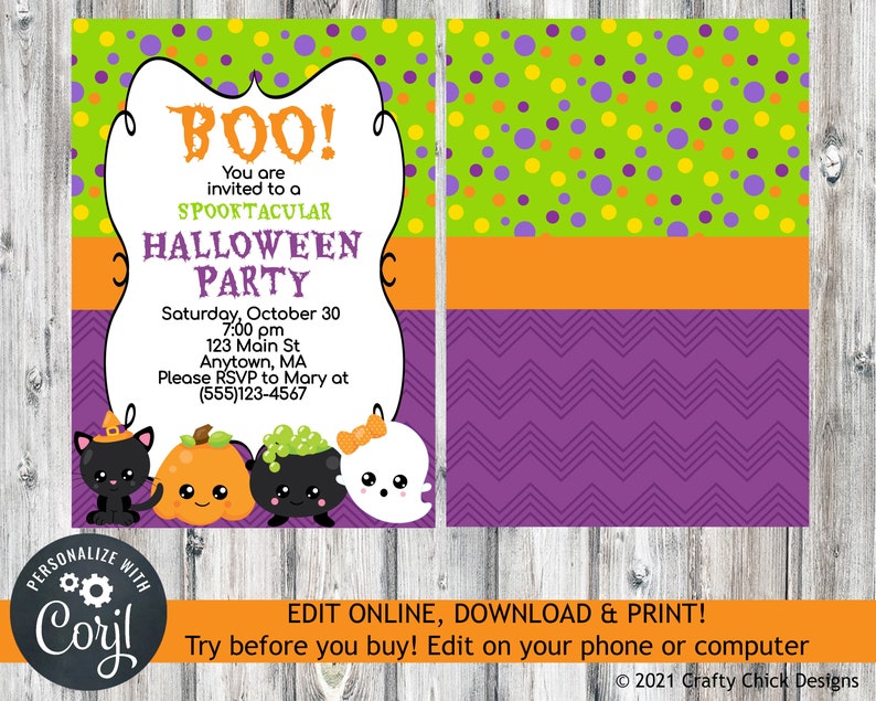 Editable Halloween Party Printables Halloween Invitation - Etsy