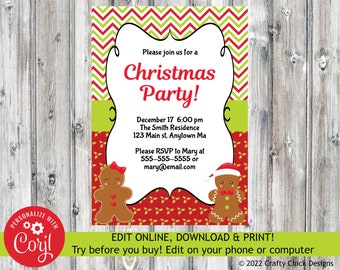 Christmas Party Invitation, Christmas Invitation, Holiday Party Invitation, Christmas Invite, Editable Christmas Invitation, Digital C4