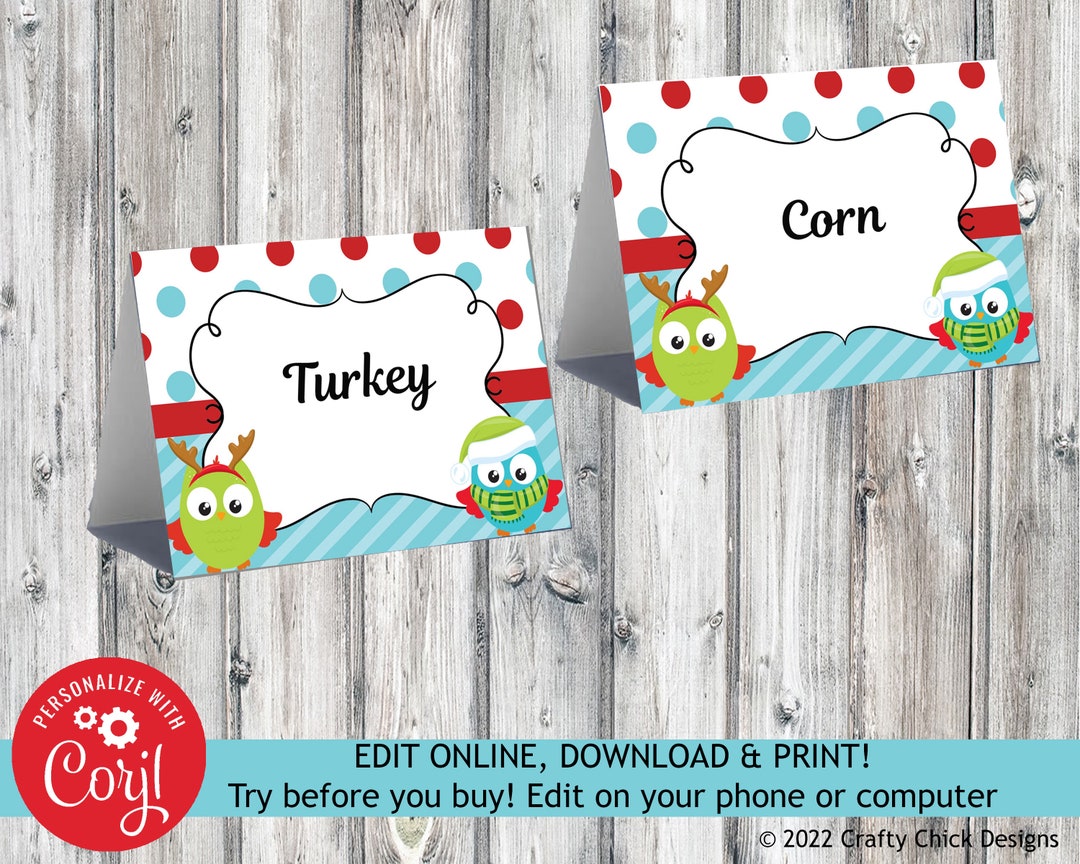 Christmas Party Buffet Cards Christmas Food Cards Christmas - Etsy
