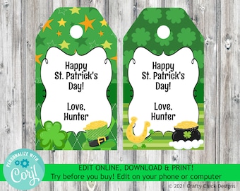 Editable St Patricks Day Gift Tags, St Patricks Day Favor Tags, Printable St Patricks Gift Tags, Digital St Patricks Favor Tags, SP4