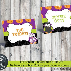 Halloween Party Buffet Cards Halloween Food Cards Editable - Etsy