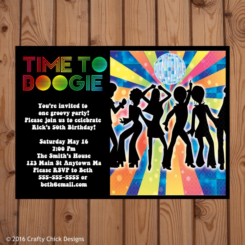 Disco Invitation Disco Party Invitations 70s Disco Party Etsy