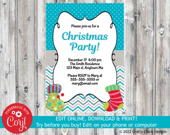 Christmas Party Invitation, Christmas Invitation, Holiday Party Invitation, Christmas Invite, Editable Christmas Invitation, Digital C2