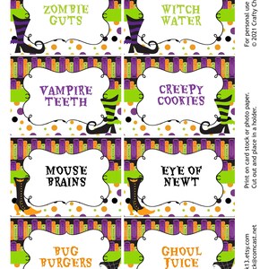 Halloween Party Buffet Cards, Halloween Food Cards, Editable Halloween ...