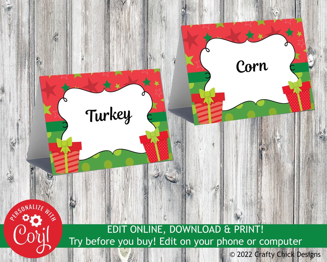 Christmas Party Buffet Cards, Christmas Food Cards, Christmas Foldover ...