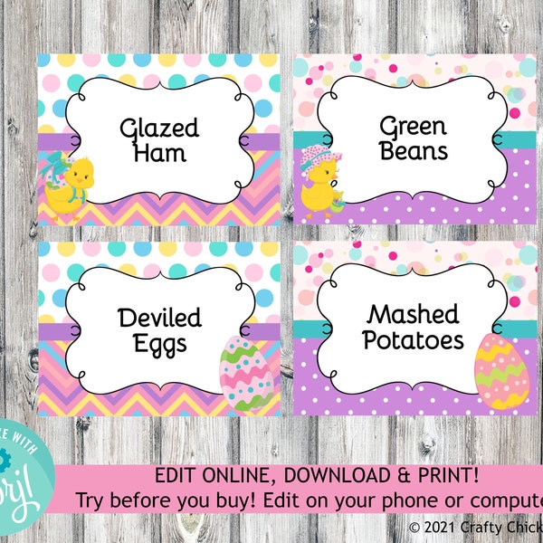 Editable Easter Buffet Cards, Printable Easter Food Labels, Easter Food Cards, Instant Download Easter Food Cards, Easter Tent Cards, E1