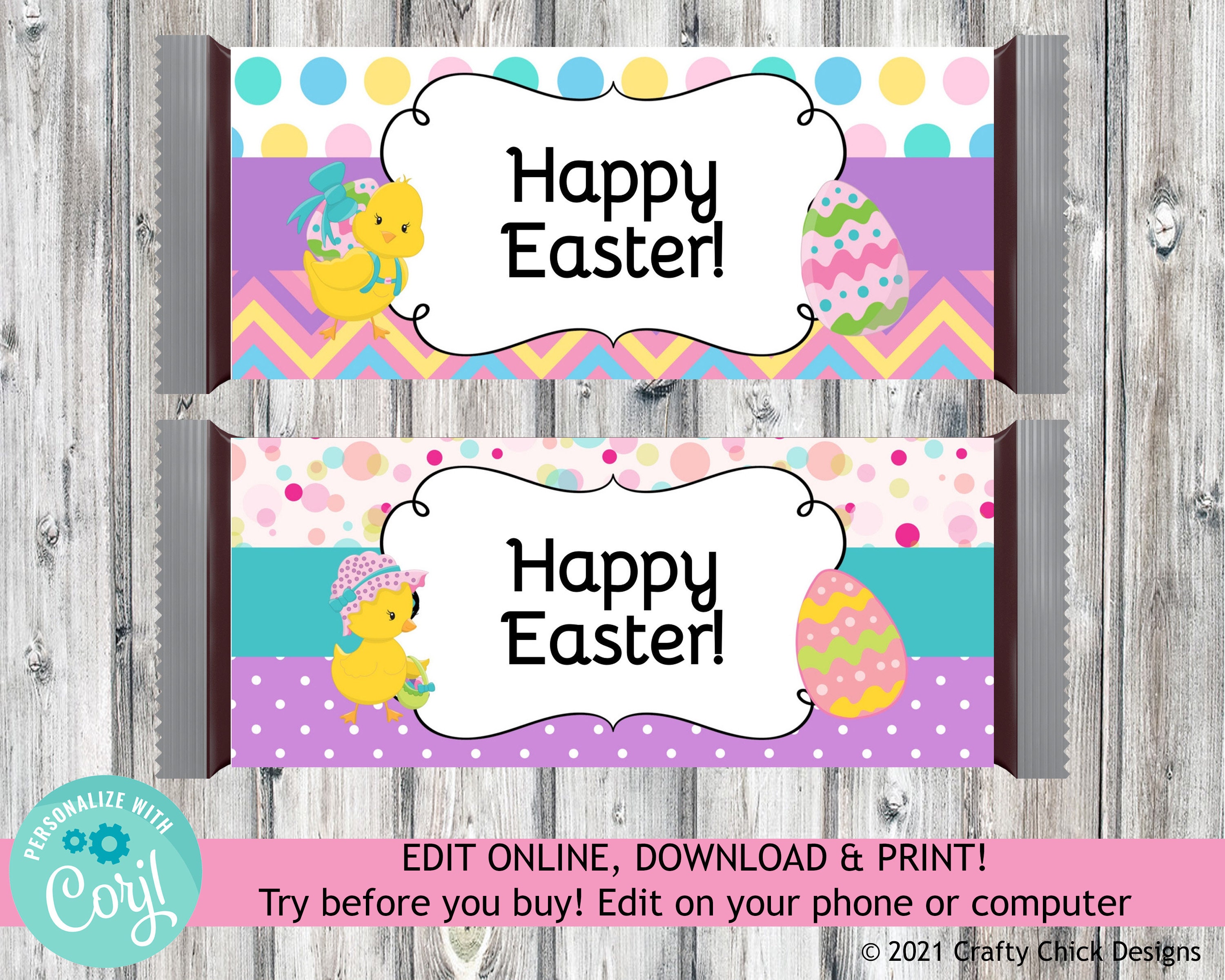 editable easter candy bar wrappers printable easter candy bar etsy