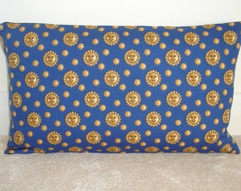 Navy pillow sham | Etsy Neck roll pillow cover navy yellow gold