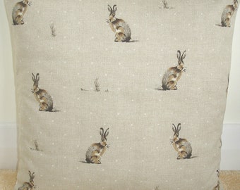 Hare Pillow Cover 16" 18" 20" 24" 26" Cushion Case Sham Slip Pillowcase Hares Animals Rabbit Farm Farmyard Rabbits Beige Brown 16x16 18x18