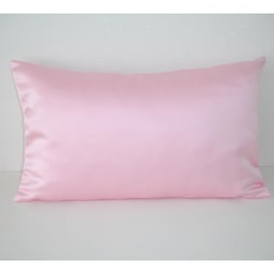 Satin Travel Pillow Cover Tempur SMALL 10x16 Case Luxury Hair and Skin Casper Nap Sham Pillowcase Pink Black White Grey Navy Blue Purple Light Pink