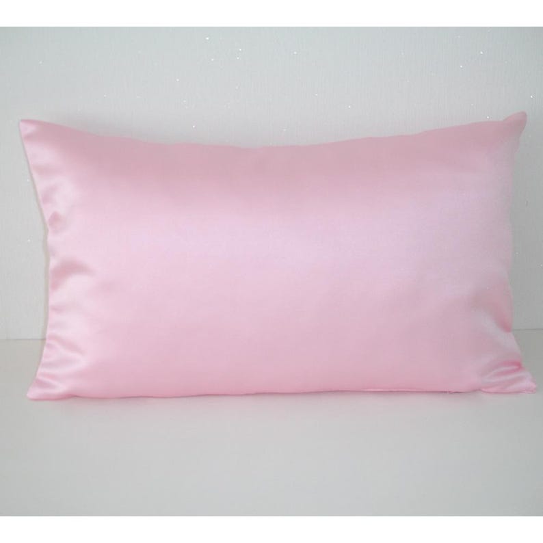 Satin Travel Pillow Cover Tempur SMALL 10x16 Case Luxury Hair and Skin Casper Nap Sham Pillowcase Pink Black White Grey Navy Blue Purple Light Pink