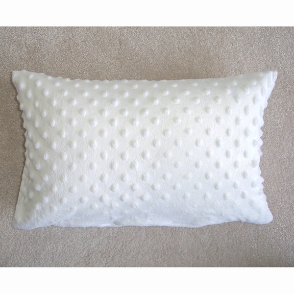 10x16 Tempur Travel Pillow Cover with Zip 40x26cm White Minky Plush Cuddlesoft Fleece Raised Dots Soft Fluffy Oblong Cushion Case Sham 16x10