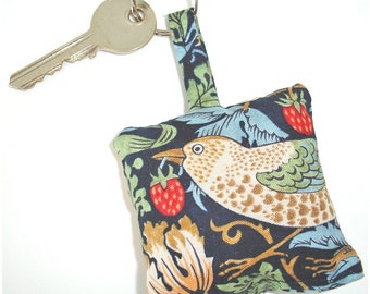 Keyring William Morris Strawberry Thief Key Ring Bag Charm Pillow Arts and Crafts Movement