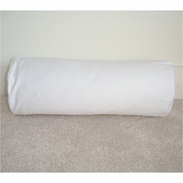 White Plain Block Solid Colour Pure White Bolster Cover 6x16 Pillow Sham Round Ended End Scatter Throw 16"x6" Cushion Case 16" Neck Roll