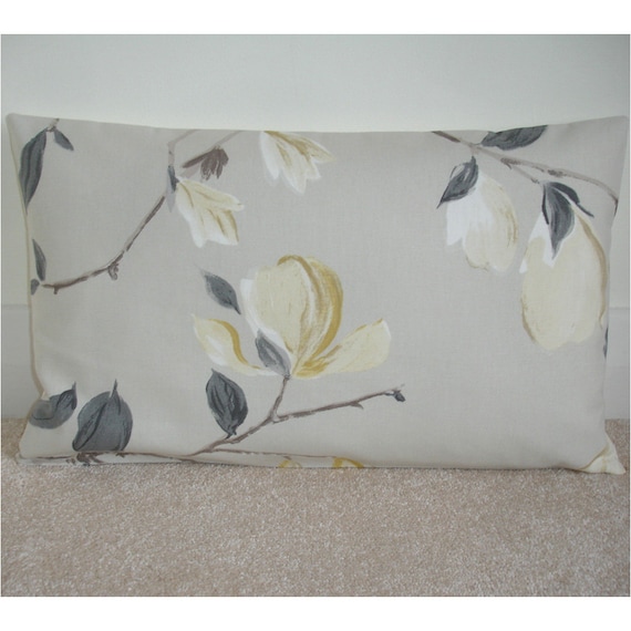 20/" Cushion Cover Duck Egg Blue Ivory Magnolia Branches Taupe Beige Trees