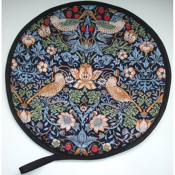 Aga Hob Lid Covers Hotplate Mat Pad William Morris The Strawberry Thief Round Hat Cover With Loop Topper Surface Saver Blue