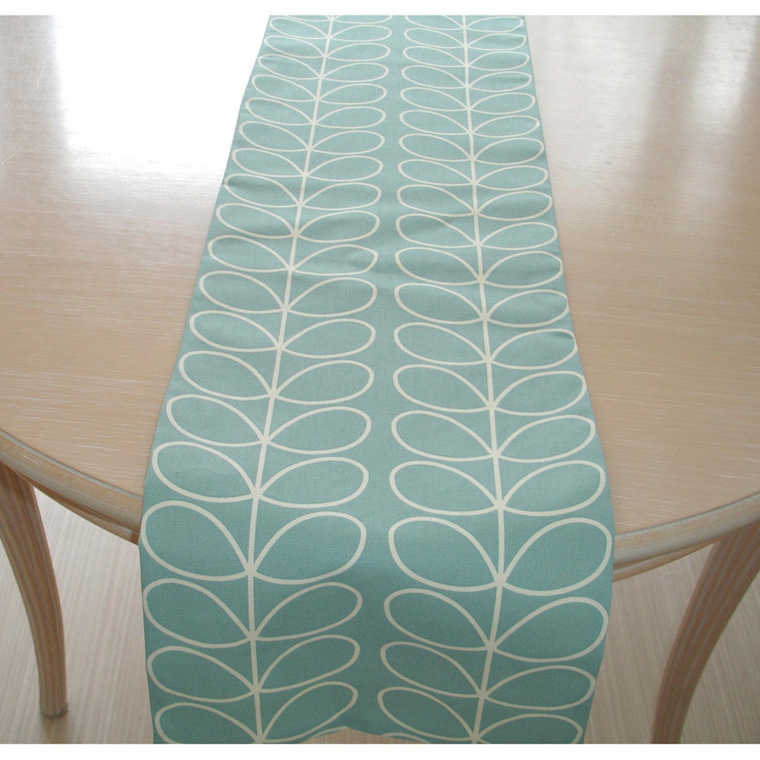 Duck Egg Table Runner Dining 6ft Linear Stem Leaves 72 Modern Overlay
