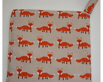 Foxes Potholder Kitchen Pad Grab Mat Pot Holder Foxes Orange