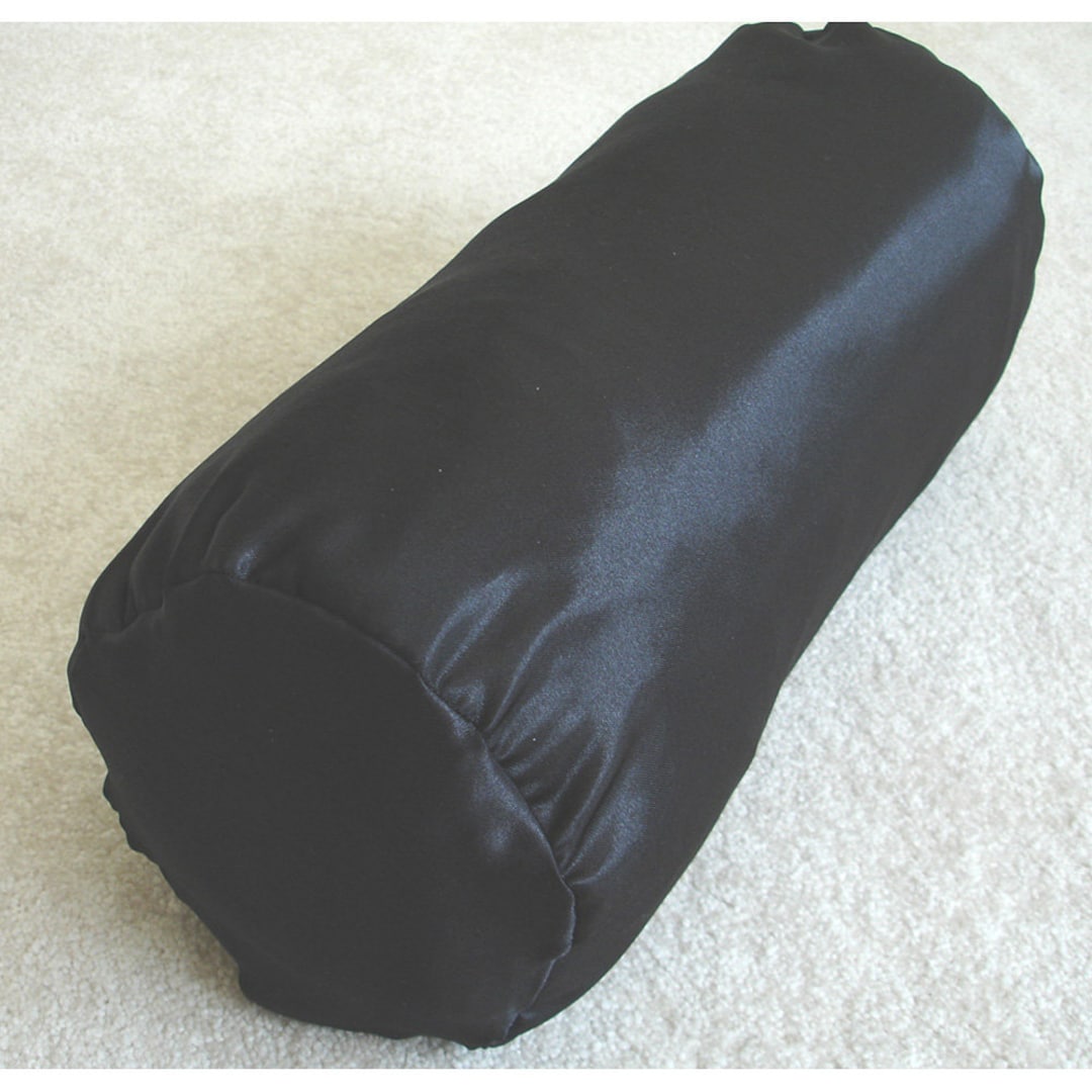 Satin Bolster Pillow Cover 6x16 Black Neck Roll Cylinder Round Etsy