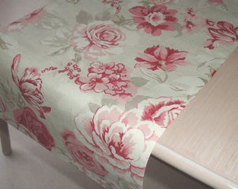 60" Table Runner 150cm Pink Rose Quartz Roses Flowers 5ft Overlay Piano Sideboard Beige and Cream