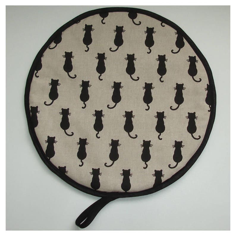 Aga Hob Lid Covers Black Cats Mat Pad Round Hotplate Hats With Loops Topper Surface Savers Cat Country Kitchen Cute Single Hob Cover