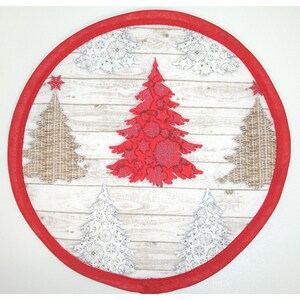 Christmas Kitchen Trivet Mat Red Christmas Tree Gold Trees Pad Surface Saver Shaker Style