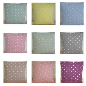 Polka Dot Cushion Cover Pillow Sham 16x16 Slip Pillowcase 16&quot; Yellow Grey Blue Duck Egg Pink Sage Green Beige Brown