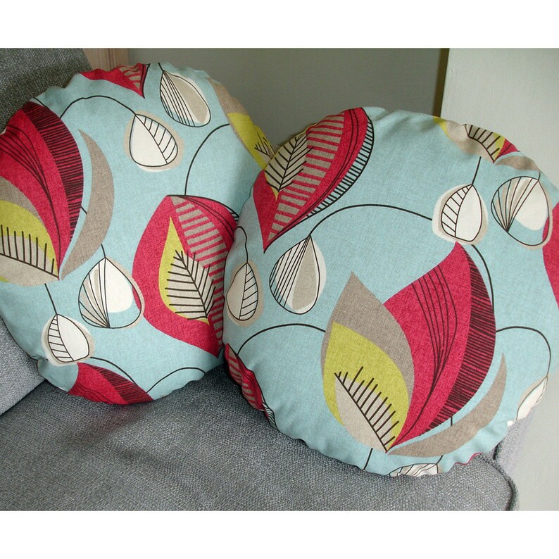 Round Flat Circle Pillow Cover 16 Cushion Sham Fuschia Etsy