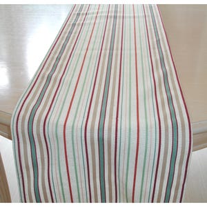 Table Runner Stripes Red Burgundy Pink Green Beige Cream Dining Tableware 2 Metre 4ft 6ft 7ft
