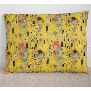 Gustav Klimt The Kiss Bolster Pillow Cover 12x16 Oblong 16&quot;x12&quot; Rectangular Cushion Sham Yellow Gold Black Decorative Art Case Pillowcase