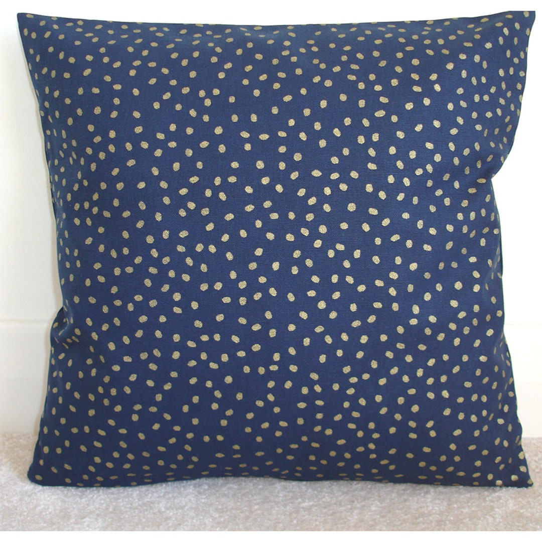 Navy Blue and Gold Cushion Cover 16x16 Blue Pillow Sham Oblong Etsy