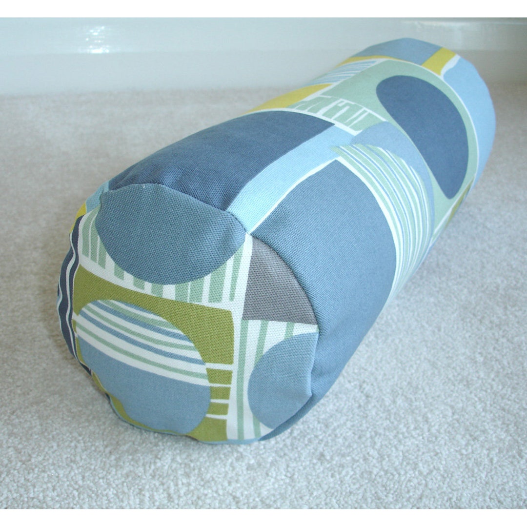 MCM Bolster Pillow Cover Blue Yellow Duck Egg Green Grey Geometric