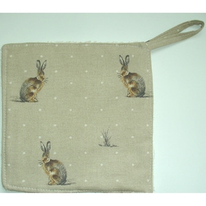 Hare Pot Holder Kitchen Pad Mat Potholder Hartley Rabbit Hares Rabbits Beige Brown Farm Farmyard Kitchenware Farmhouse