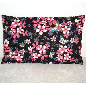Butterflies 12x20 Cushion Cover Pink Turquoise Gold and Black Butterfly Pillow Cover 20&quot;x12&quot; Oblong Bolster Case Sham Slip Throw Pillowcase