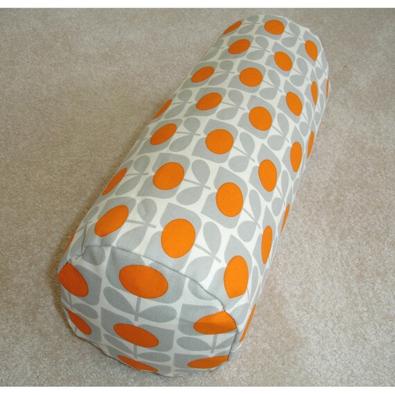 Cylinder Bolster Pillow Cover Orange and Grey 8x18 Neck Roll Etsy UK