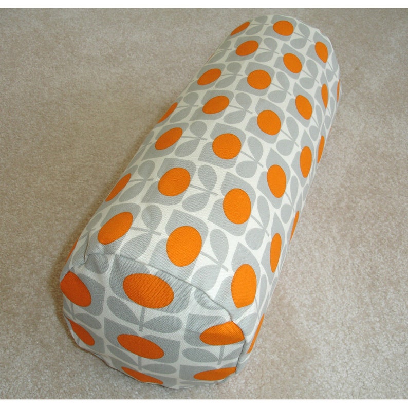 Cylinder Bolster Pillow Cover Orange and Grey 6x16 Neck Roll Etsy