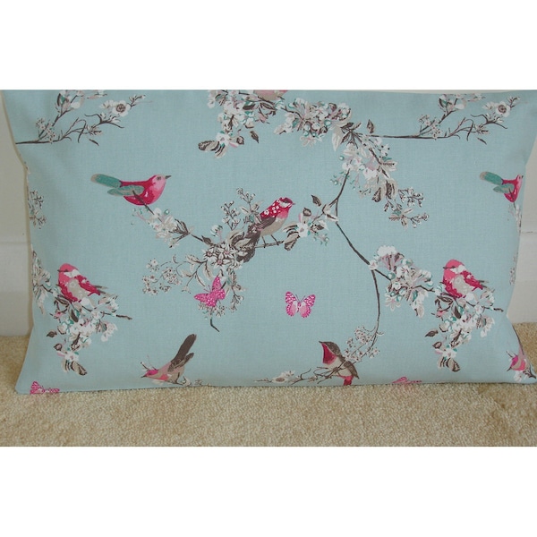 12x16 Pillow Cover Butterflies and Birds Oblong Cushion Case Pink Duck Egg Blue Sham Slip Pillowcase 16"x12" Beautiful Bird 16x12