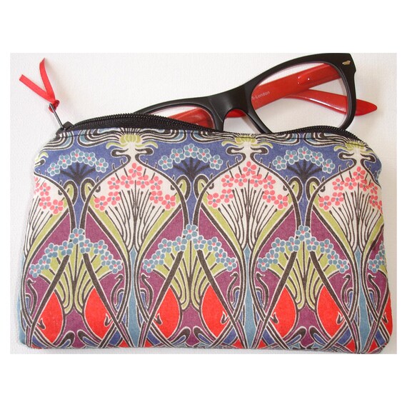 Brown Sunglasses Case, Damask Glasses Sleeve, Soft Fabric Glasses Pouch
