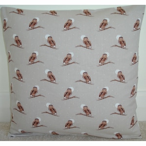 Owl Pillow Cover 16x16 Brown Owls Cushion Cover 16&quot; Bird Sham Case Pillowcase 40cm Square Beige Moon Moonlight