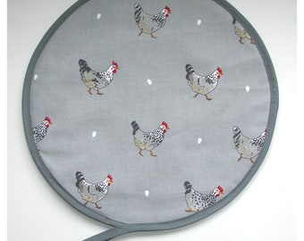 Chickens Aga Hob Lid Mat Pad Round Hat Cover Sophie Allport Chicken Rooster Hen Hens Roosters Farm Farmyard Country Kitchen Topper With Loop