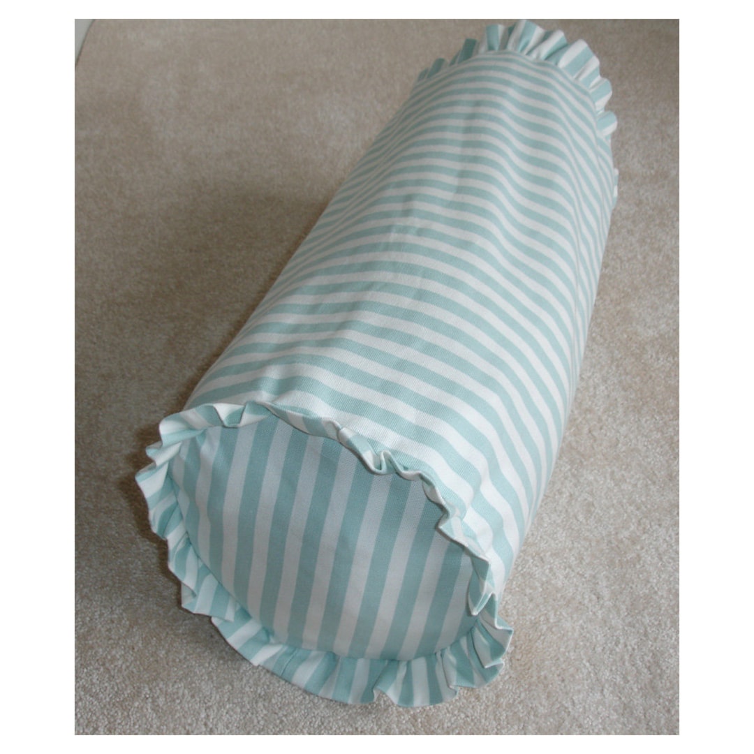 Ruffle Bolster Pillow Cylinder Cover 8x18 Round Frilled Neckroll Duck ...