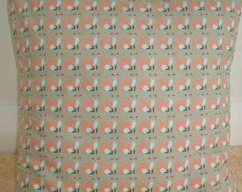 Fox Pillow Sham Foxes Accent Cushion Cover 16x16 Fox Orange Peach and Robin's Egg Blue 16" Woodland Case Pillowcase Nursery Playroom