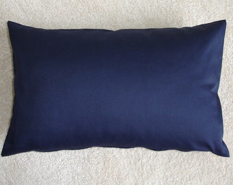 Tempur Travel Pillow Cover with Zip 40x26cm Plain Block Solid Navy Blue 10x16 Colour Color Bolster Oblong Cushion Case Sham 16"x10" 16x10