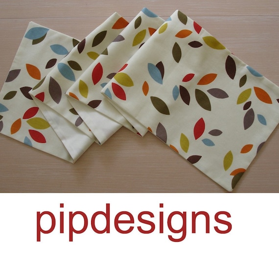 96 Table Runner 240cm Retro Red Blue Orange Brown Mustard Green Stem Leaves 8ft Long Dining Table Runner